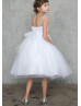 V Neck Beaded Tulle Flower Girl Dress